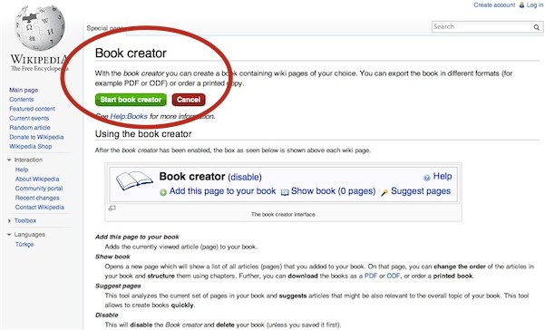 Convierte los artículos de Wikipedia en un libro electrónico