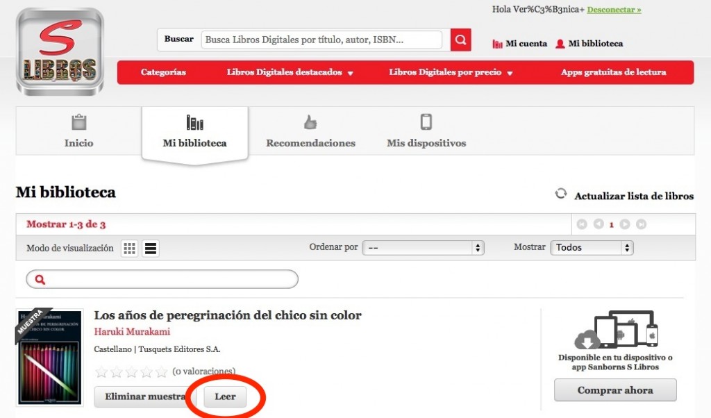 Sanborns S Libros, aplicación de lectura de Sanborns